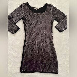 My Tribe cashmere & angora women’s small long sleeve blend sequin black dress.